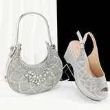 Patty's Peep Toe Shoes and Matching Bag Comfortable Party Shoes Platform Flats