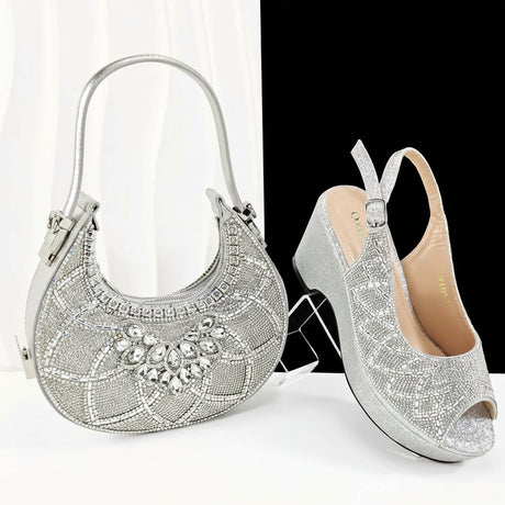 Patty's Peep Toe Shoes and Matching Bag Comfortable Party Shoes Platform Flats