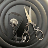 5.1inch Stainless Steel Embroidery Scissors with Chain Leather Cover