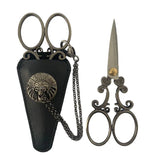 5.1inch Stainless Steel Embroidery Scissors with Chain Leather Cover