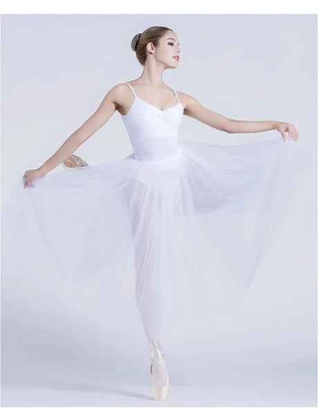 Black/White Ballet Long Mesh Ballet Skirt Two-layer Big Swing Ballerina Teacher Practice Dance Wear