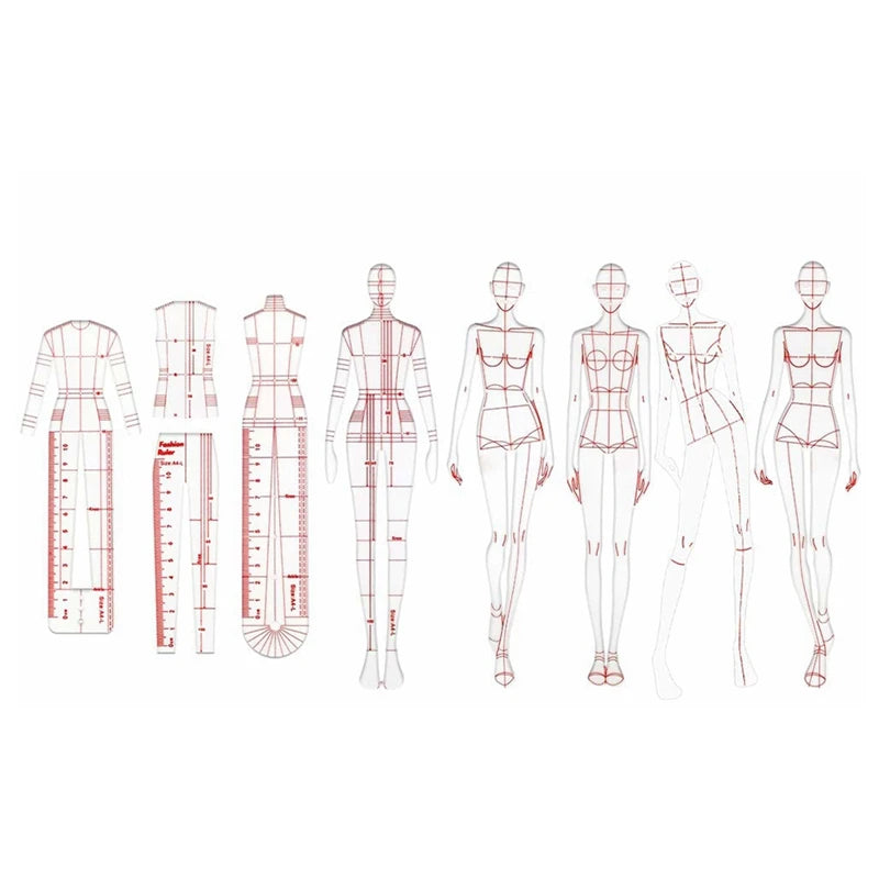Fashion Illustration Rulers Sketching Templates Patterns Design Tool