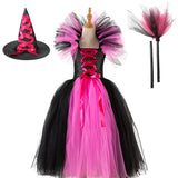 Girls Witch Ghost Vampire Halloween Costume Fluffy Tulle Dress