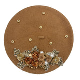 Margie's Flower Diamonte Winter Autumn Beret 10 Colours