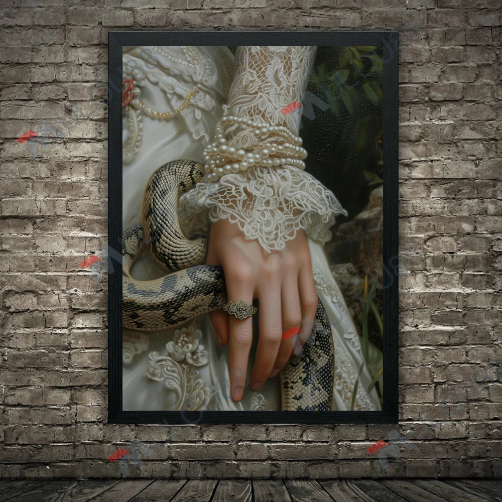 Lace, Pearls, Swords, and Snakes, Moody Victorian Art Poster Prints Dark Academia Wall Art Home Decor