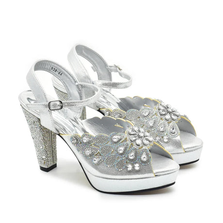Peacock Party Shoes Wedding Peep Toe Pumps with Rhinestone