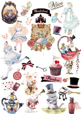 Vintage Alice In Wonderland Theme Scrapbooking Stickers
