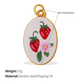 1pc Dopamine Charm Stainless Steel-plated 18K Gold Enamel Round Pendant Charms