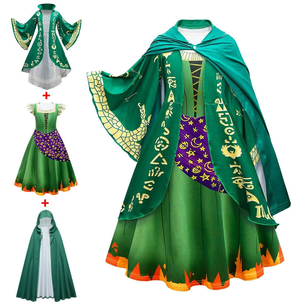 Hocus Pocus 2 Halloween Costume Child Sanderson Sisters Party Dresses Winifred Witch Costumes Children