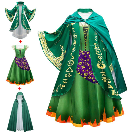 Hocus Pocus 2 Halloween Costume Child Sanderson Sisters Party Dresses Winifred Witch Costumes Children