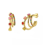 Colourful Zircon Gold Stud Earrings Mix'n'Match