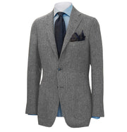 Mens British Herringbone Tweed Wool Suit Jacket