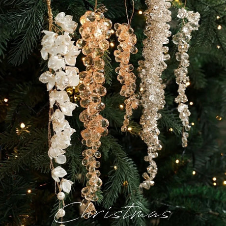 Christmas Icicle Flowers Grapes Glitter Christmas Branches Handmade Acrylic Xmas Tree Ornaments