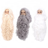 Wizard Santa Claus Long Curly Beard Wigs,Eyebrows Moustache Synthetic Wig Costume Old Men