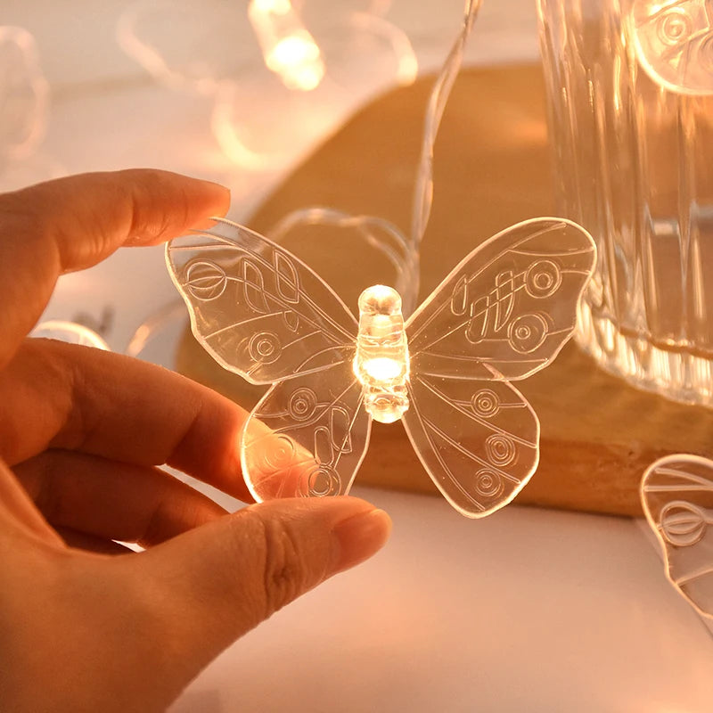 1.5M 10LED Butterfly Lights String Battery Outdoor Fairy Night Lamp Garland Party Decoration