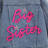 Cousin Crew and Sisters Letter Printed Denim Jackets for Girls