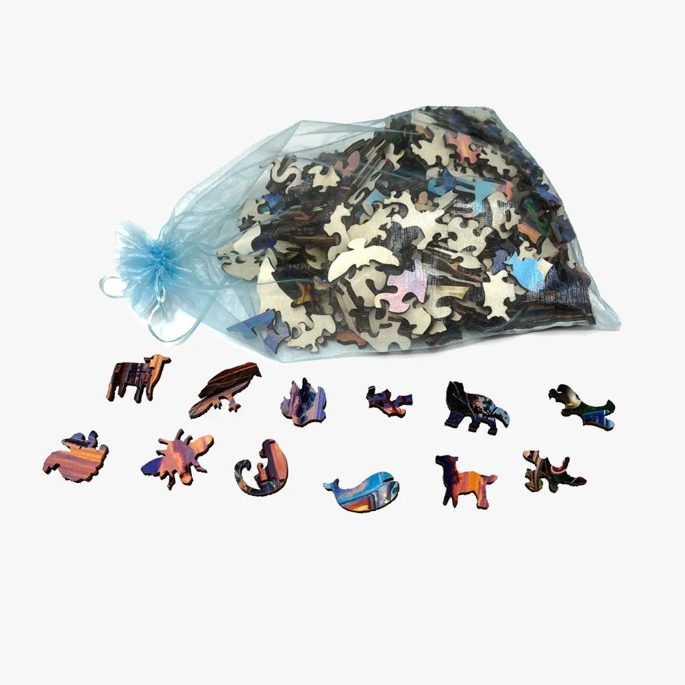 Blue Elephant Wooden Jigsaw Puzzle