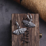 Pagan Moth Moon Phase Stainless Steel Earrings with Wooden Box