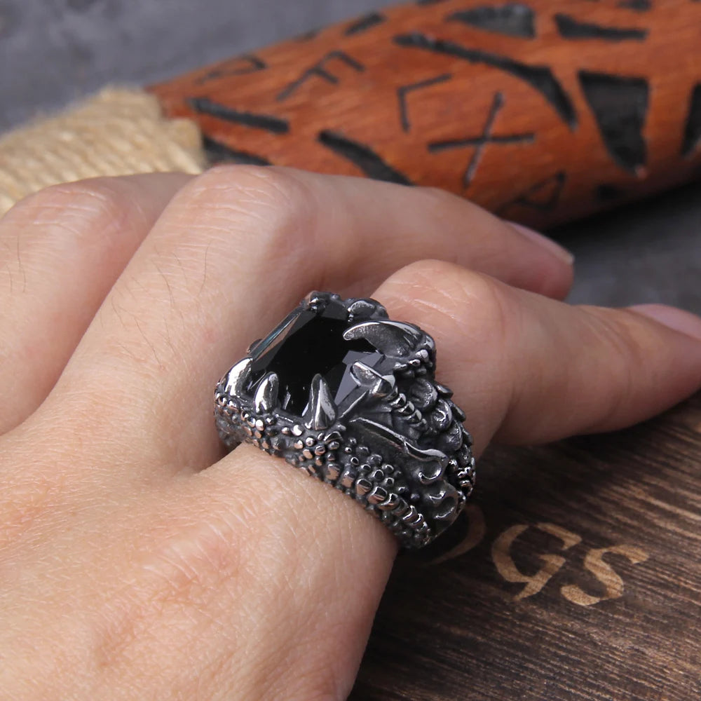 Dragon's Treasure Ring Stainless Steel with Wooden Box