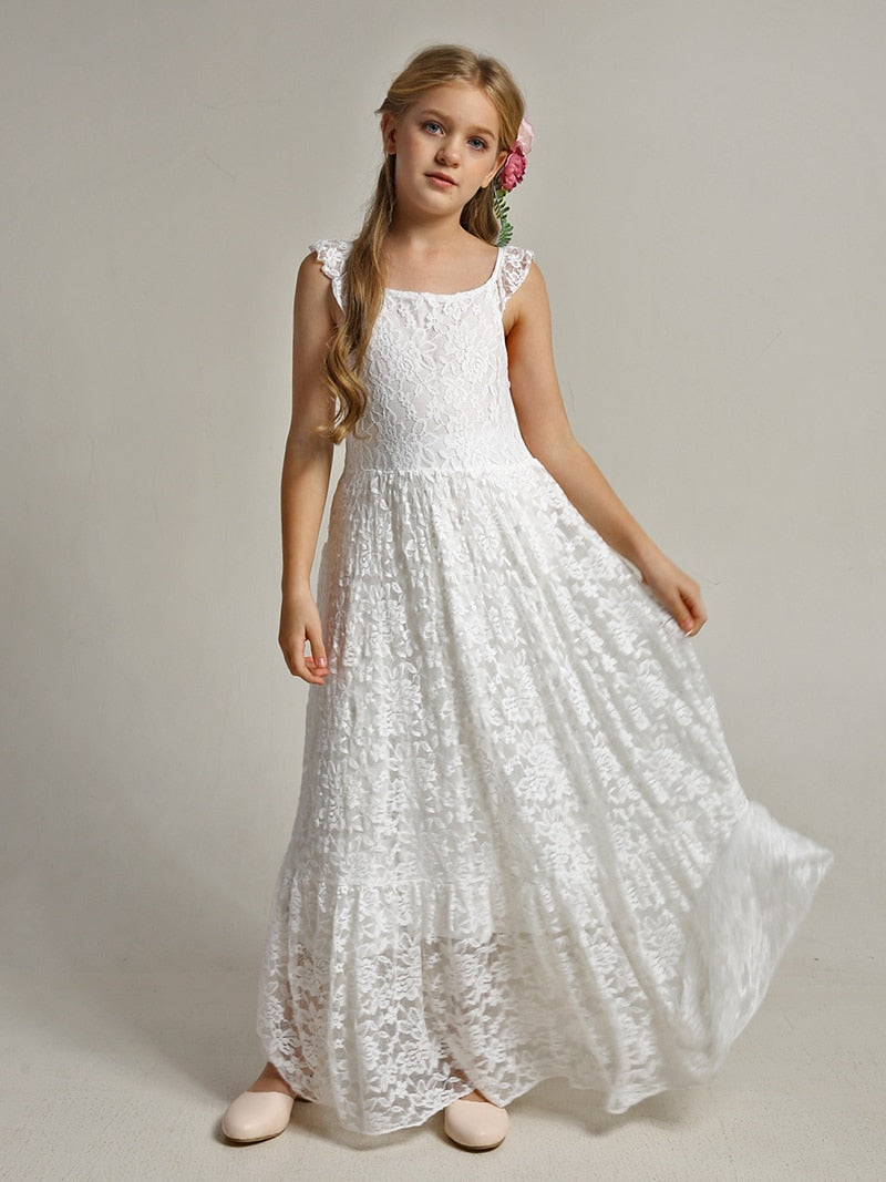 Girls Lace Bohemian Long Photoshoot Dresses