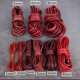 1/2/3/4/5/6/8mm 2 meter Red Coffee Genuine Leather Cord Flat/Round Rope DIY Jewellery Making