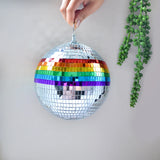 Hanging Disco Mirror Ball Rainbow Mardi Gras LGBTQI Decor