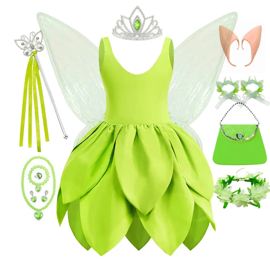 Tinkerbell Dress Girls Costumes Green Fairy