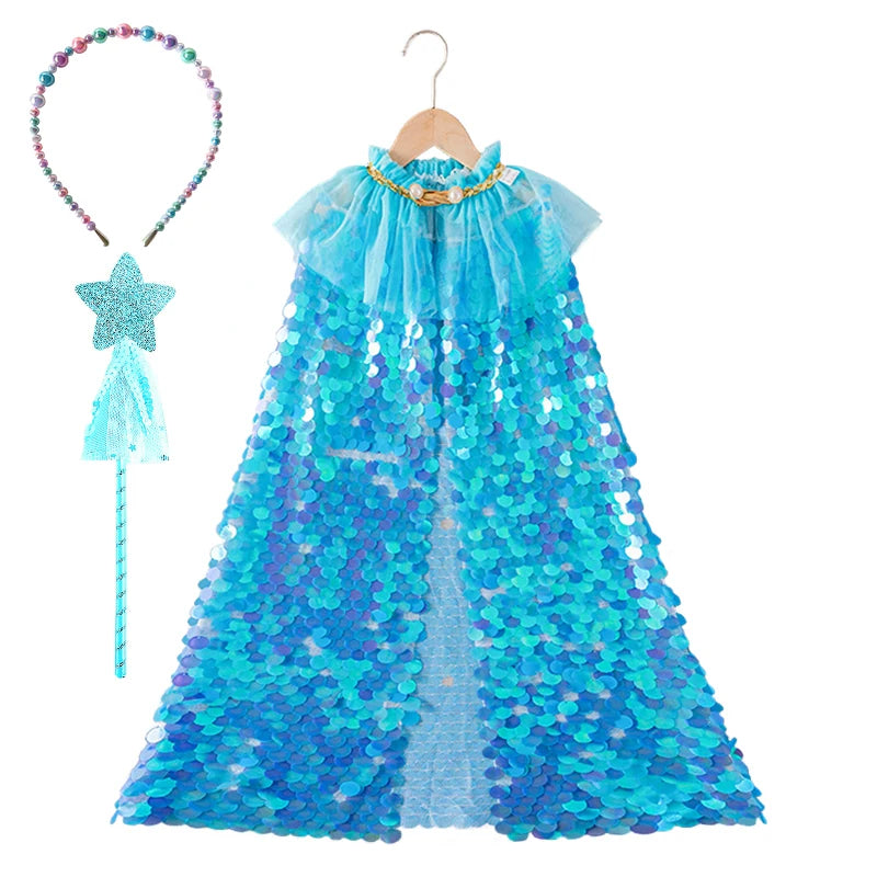 Shiny Rainbow Sequin Cloak Halloween Children's Dress Up Cape