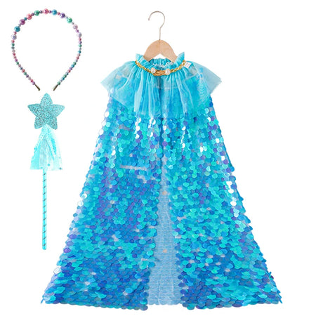 Shiny Rainbow Sequin Cloak Halloween Children's Dress Up Cape