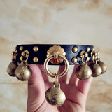 Barone Bettino's Handmade Dog Collar Brass Bells Genuine Leather