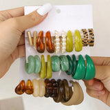 Sets of Vintage Style Multi-colour Hoop Earrings Set Water Drop C-shaped Designs