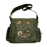 Dragonfly Print Canvas Shoulder Bag Crossbody Messenger Bag