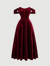 Va-Va Wine Red Velvet Dress
