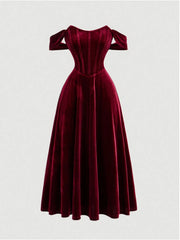 Va-Va Wine Red Velvet Dress