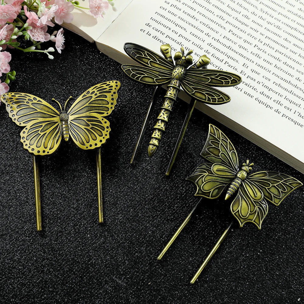 Butterfly Dragonfly Book Clip Bronze Metal Bookmarks
