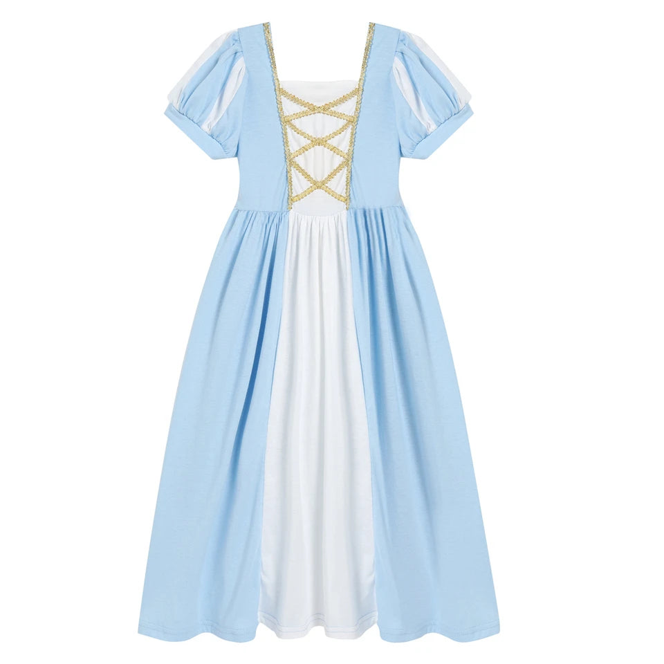 Soft Princess Dress for Girls Kids Halloween Cosplay Belle Cinderella Aurora Melinda Snow White Costume