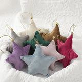 5pcs Christmas Velvet Star Ornaments Xmas Tree Hanging Decorations
