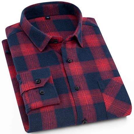 Woodsman Slim-fit Brushed Flannel Plaid Shirts 13 Colours