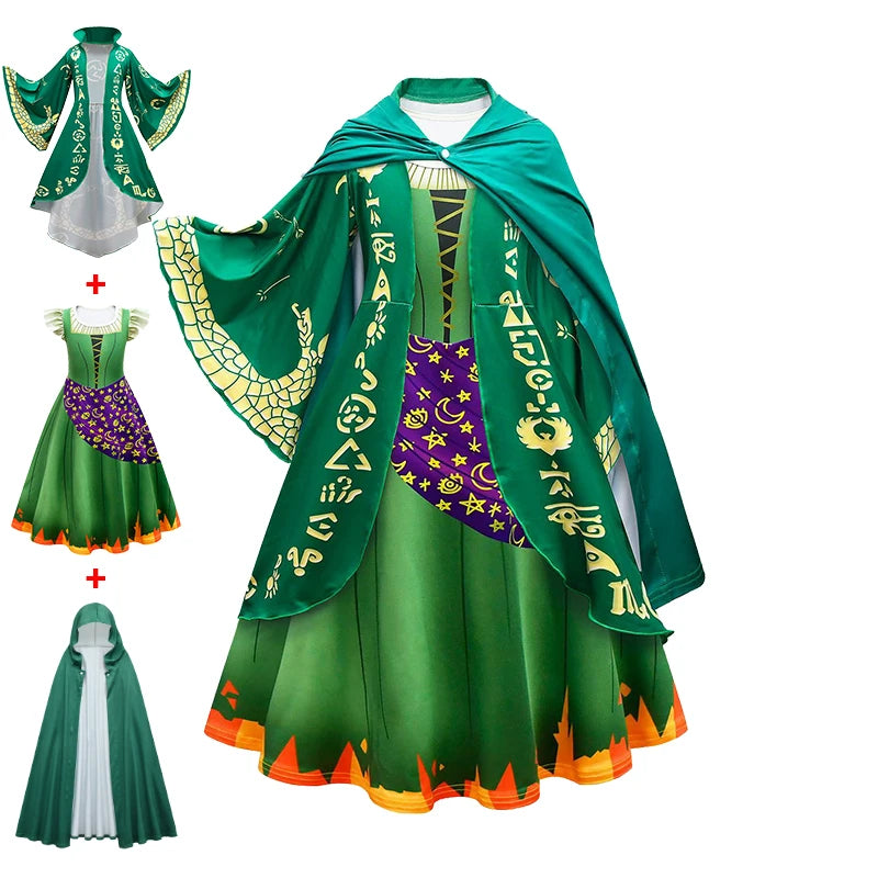 Hocus Pocus 2 Halloween Costume Child Sanderson Sisters Party Dresses Winifred Witch Costumes Children