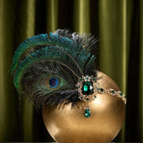 1920s Flapper Peacock Feather Headband Roaring 20s Great Gatsby Hair Accessories
