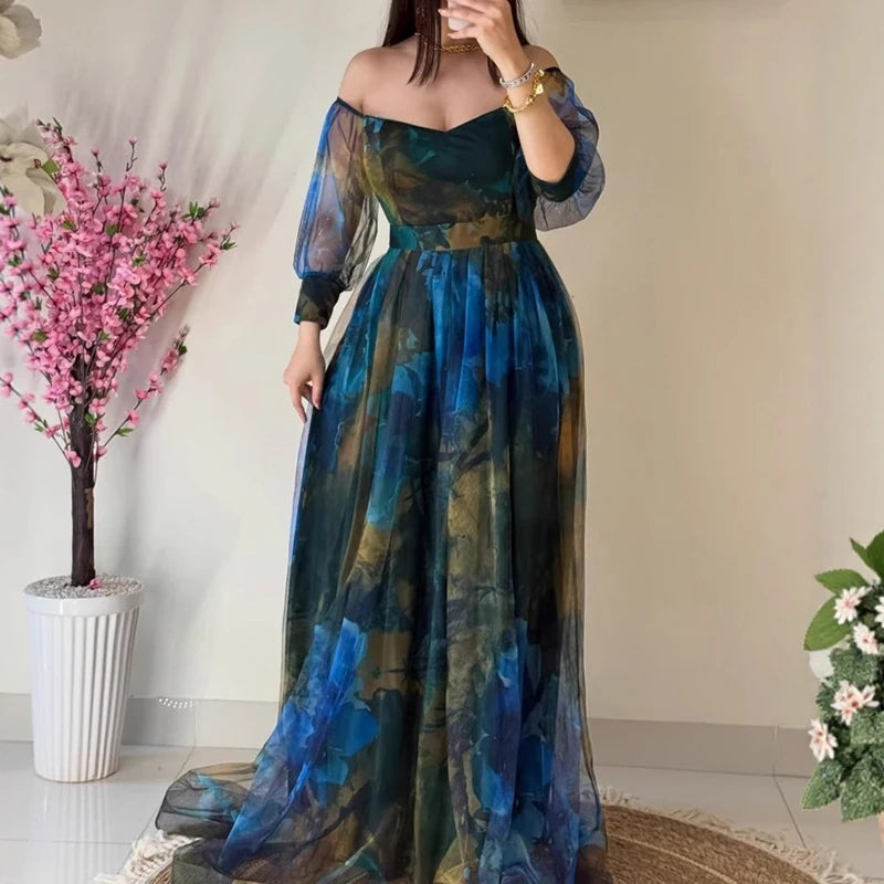 Gwendoline's Off Shoulder Long Sleeve Evening Dress