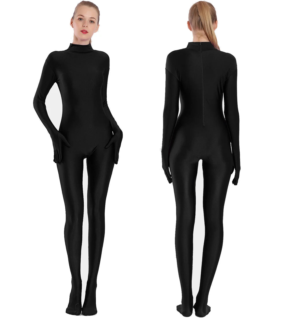 Cat Burglar Adult Spandex Full Body Zentai Footed Jumpsuit Unisex Bodysuit Unitard Halloween Costume