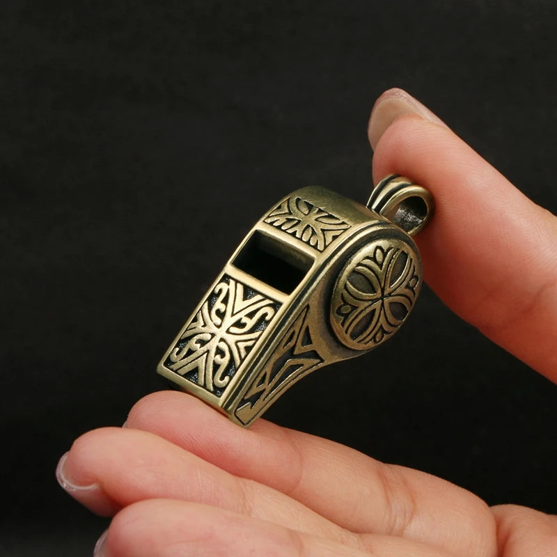 Brass Whistle Keys Chains Pendant Outdoor Survival Tools