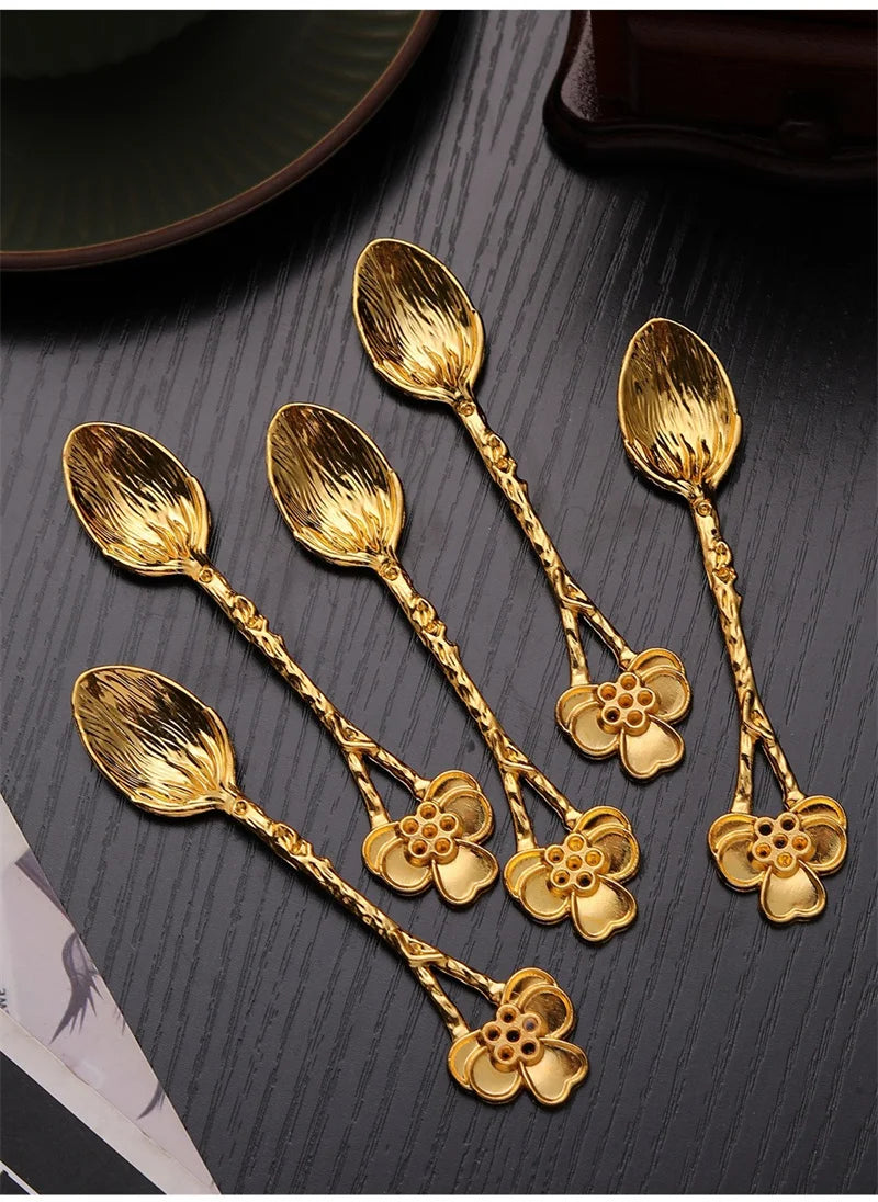 Golden Dragonfly Flower Bird Starfish 11CM Mini Spoon Teaspoon
