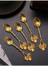 Golden Dragonfly Flower Bird Starfish 11CM Mini Spoon Teaspoon