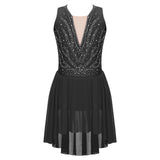 Girls Rhinestone Modern Contemporary Dance Ballet Dress Leotard Costume