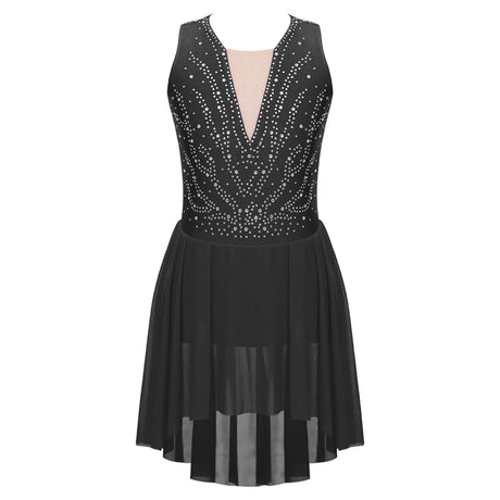 Girls Rhinestone Modern Contemporary Dance Ballet Dress Leotard Costume
