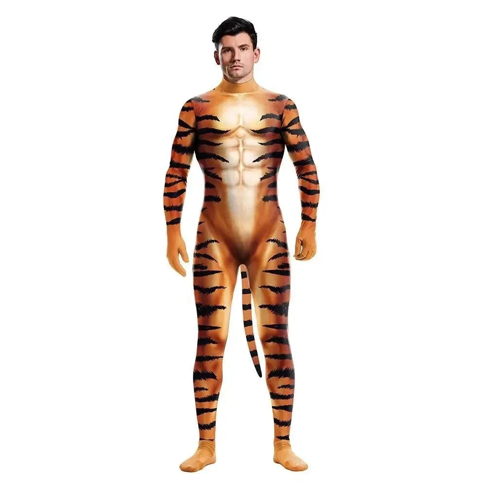 Animal Cosplay Carnival Costume Adults Bodysuit Unisex with Paws and Tail
