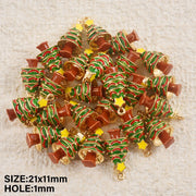 5pcs Christmas Charm Enamel Apple Socks Bell DIY Pendant Charms For Jewelry Making Keychain Earrings Bulk Handmade Material Gift