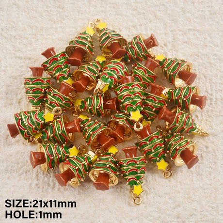 5pcs Christmas Charm Enamel Apple Socks Bell DIY Pendant Charms For Jewelry Making Keychain Earrings Bulk Handmade Material Gift